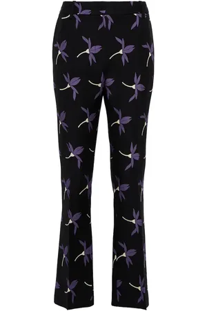 VALENTINO Floral wool-blend straight pants