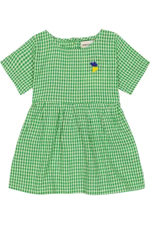 Bobo Choses Baby Vichy checked cotton and linen dress