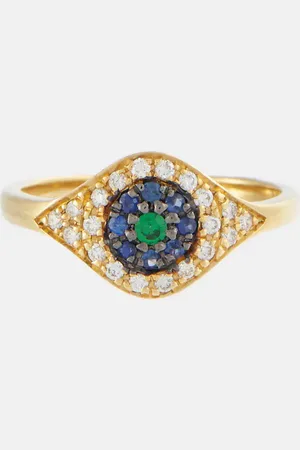 Ileana Makri Cats Eye 18kt ring with diamonds, sapphires and tsavorite