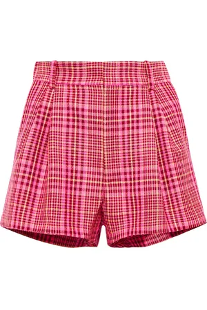 AREA Checked wool-blend high-rise shorts