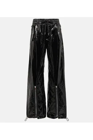 Dolce & Gabbana Sheer Stretch Silk Wide Leg Pants In Black
