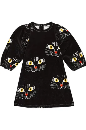 Mini Rodini Cat Face cotton velour dress