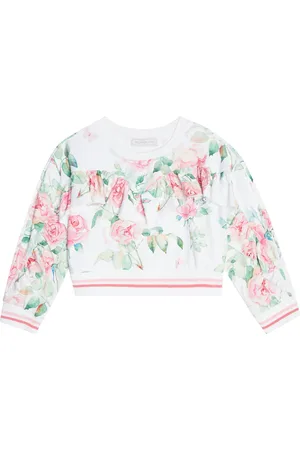 MONNALISA Floral ruffled jersey sweatshirt