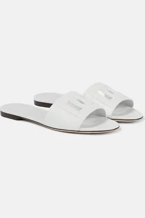 Dolce & Gabbana Logo cutout leather slides