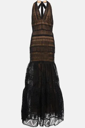 Elie saab MacramÃ© halter-neck gown