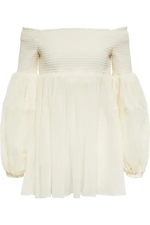 Chloé ChloÃ© Shirred virgin wool gauze top