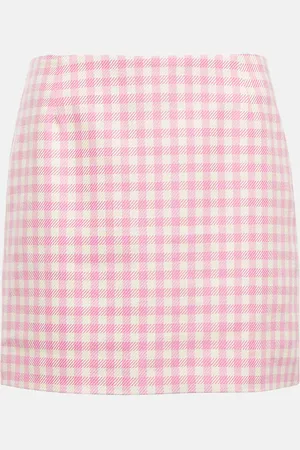 Ami Gingham cotton and wool miniskirt