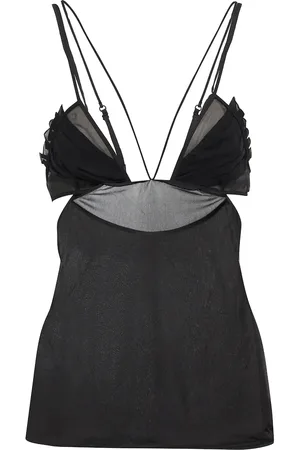 Nensi Dojaka Pleated cutout mesh camisole