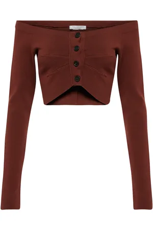 Serafini Off-shoulder cotton crop top