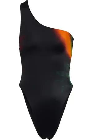 Louisa Ballou Plunge one-shoulder printed swimsuit