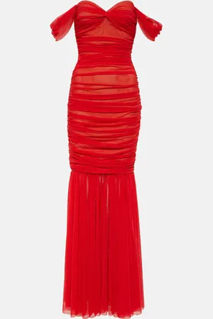 Norma Kamali Walter off-shoulder mesh gown
