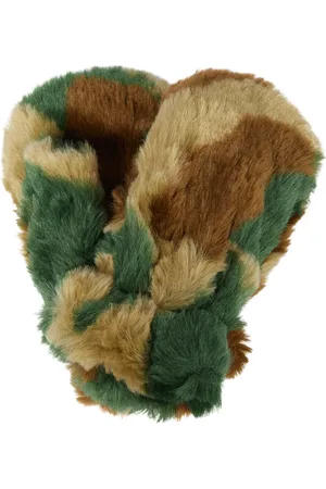 The Animals Observatory Patterned faux fur mittens
