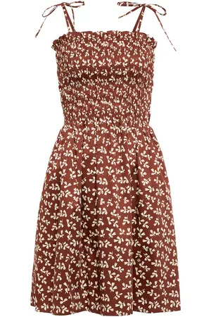 Tory Burch Printed smocked cotton minidress