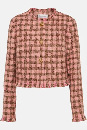 Oscar de la Renta Checked wool-blend tweed jacket