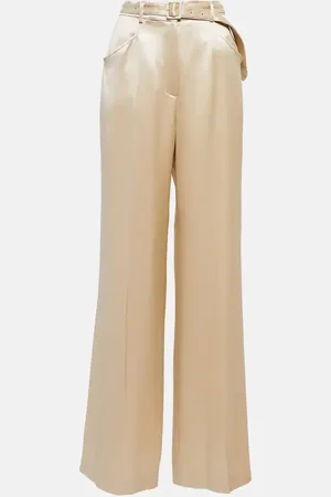 GABRIELA HEARST Belted high-rise silk pants