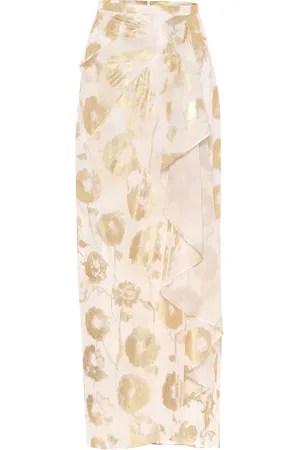 HALPERN Floral cotton-voile wrap skirt