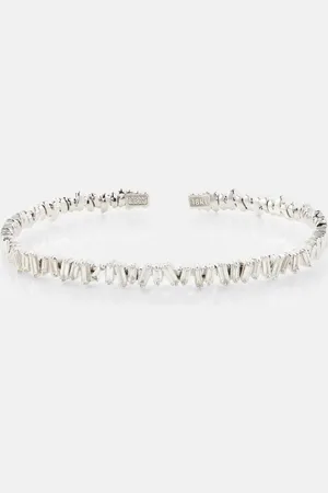 Suzanne Kalan Classic 18kt white gold bangle with diamonds
