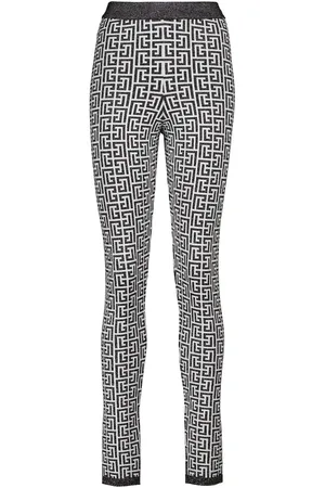 Balmain Printed high-rise knit leggings