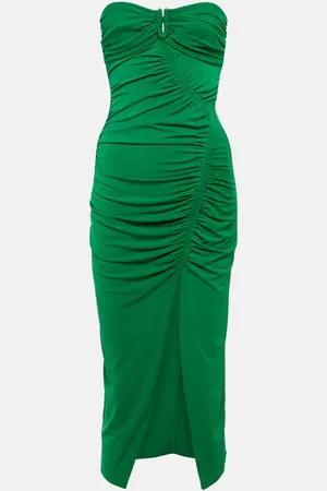 Self-Portrait Strapless jersey ruched midi dress