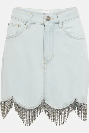 AREA Crystal-embellished denim miniskirt