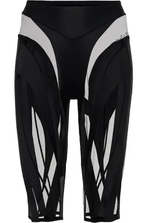MUGLER Mesh-paneled biker shorts