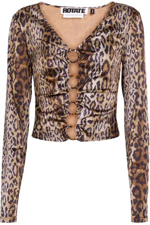 ROTATE Nicky leopard-print satin top