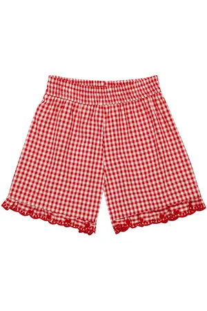 MONNALISA Gingham embroidered cotton shorts