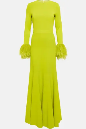 Elie saab Feather-trimmed jersey gown