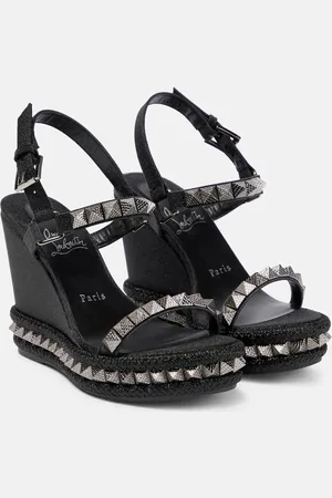 Christian Louboutin Pyraclou embellished leather espadrilles
