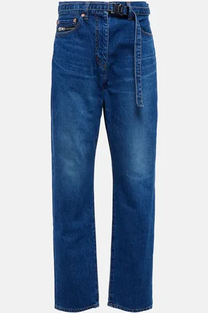 SACAI Belted high-rise straight jeans
