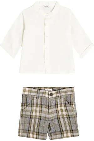 Il gufo Baby linen shirt and pants set