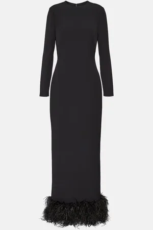 Safiyaa Feather-trimmed crÃªpe gown