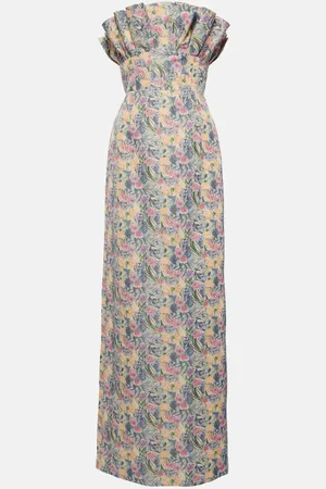 Markarian Demetra floral linen-blend gown