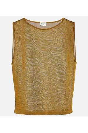 NA-KD glitter mesh crop top in gold