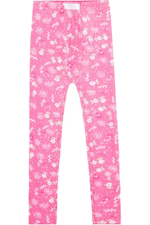 ERL Floral cotton waffle-knit leggings
