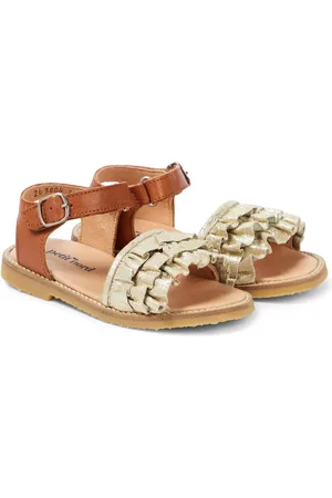Petit Nord Ruffles metallic leather sandals
