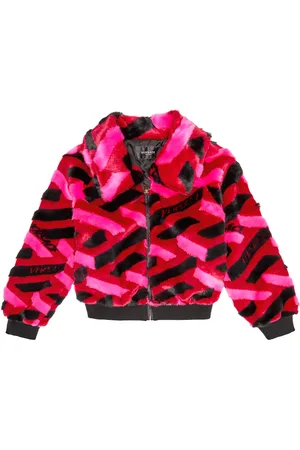 VERSACE La Greca faux fur jacket
