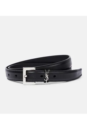 La 66 croc-effect leather belt in black - Saint Laurent