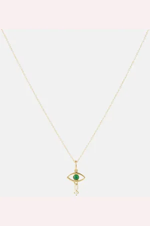 Ileana Makri 18kt necklace with emerald and diamonds