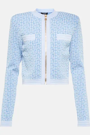 Balmain Monogram jacquard zip cardigan