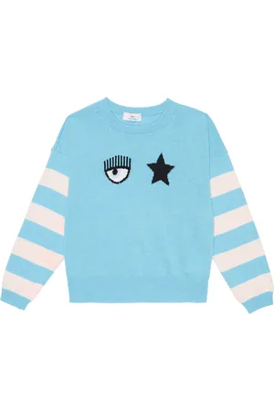 MONNALISA X Chiara Ferragni striped intarsia-knit sweater