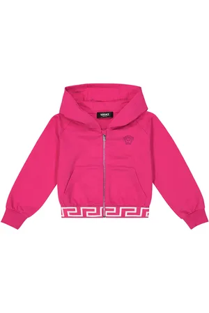 Versace Kids La Greca-print zip-up hoodie - Red