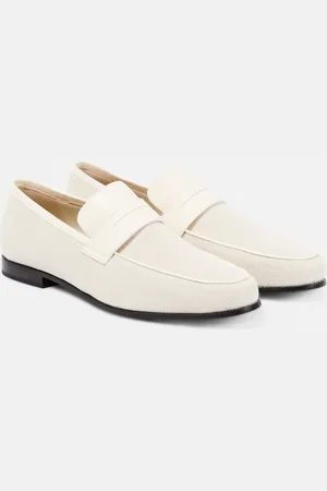 Totême The Canvas leather-trimmed loafers