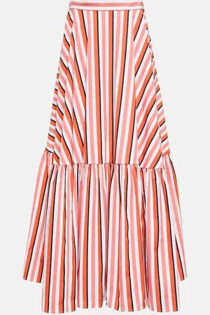 Plan C Striped cotton maxi skirt