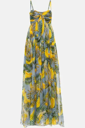 Oscar de la Renta Printed silk chiffon gown