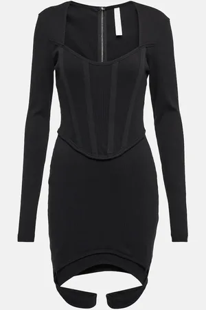 DION LEE Corset ribbed-knit cotton minidress