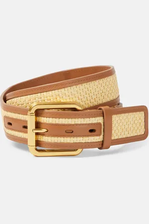 ZIMMERMANN 30mm raffia and leather belt