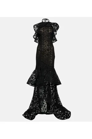 Oscar de la Renta Ruffled guipure lace gown