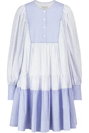Lee Mathews Diana striped cotton maxi dress