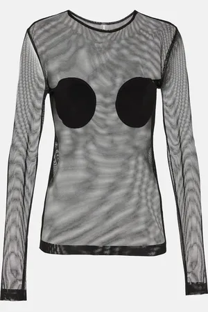 Norma Kamali AppliquÃ© sheer mesh top